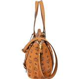 MCM Monogram Visetos Leather Studded Satchel Tote Shoulder Bag
