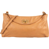 Miu Miu Light Brown Calfskin Turnlock Flap Crossbody Bag