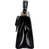 Salvatore Ferragamo Black Patent Calf Leather Vara Bow Top Handle Handbag