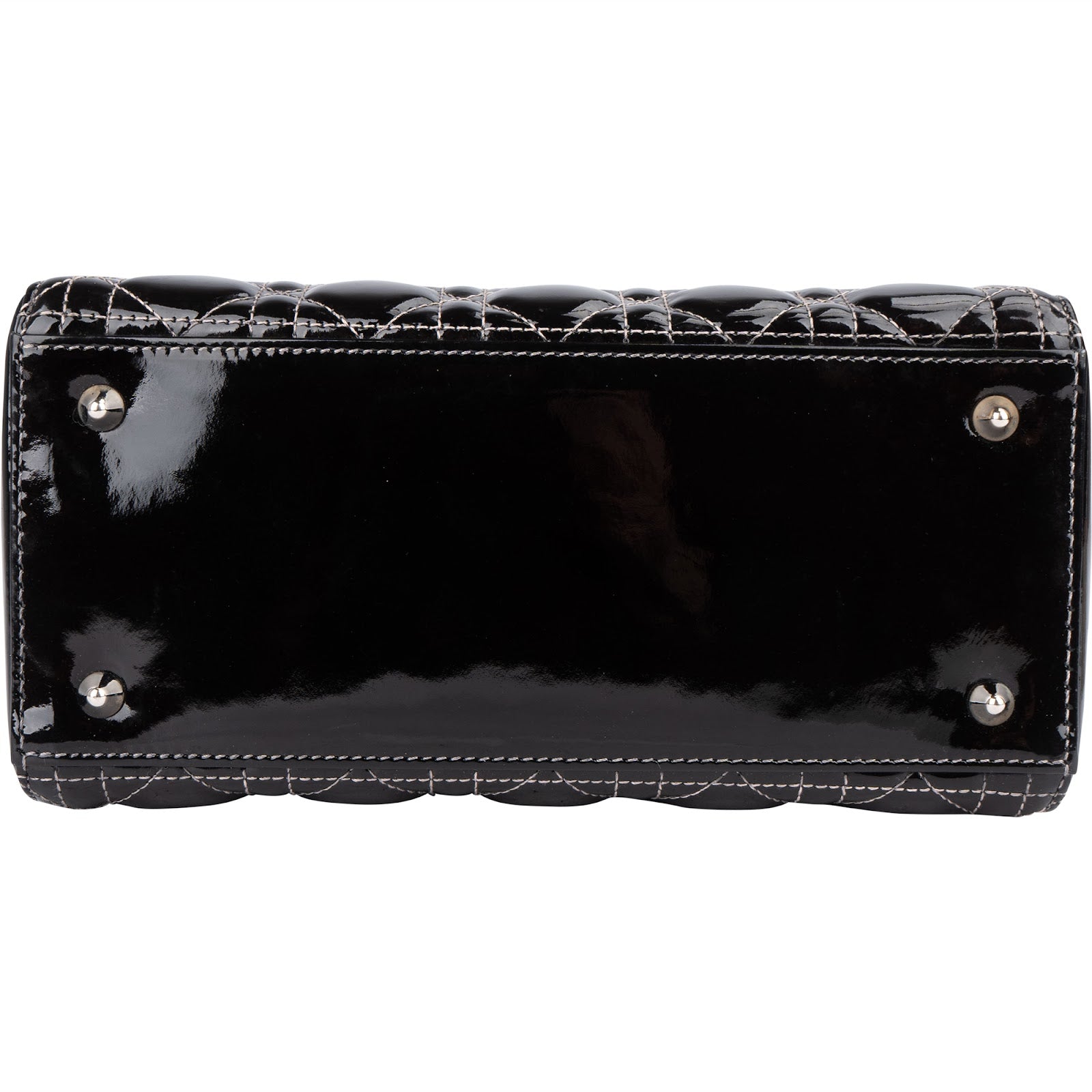 Christian Dior Quilted Patent Leather Lady Dior Handbag - vintageandkickz