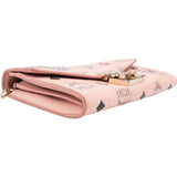MCM Pink Monogram Patricia Visetos Rabbit Wallet On Chain Crossbody Bag