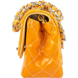 Chanel Quilted Patent Leather Palladium Mini Square Single Flap Crossbody Bag