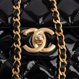 Chanel Quilted Patent Leather Mini Rectangular Single Flap Heart Chain Crossbody Bag