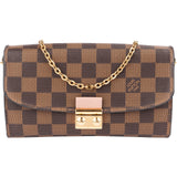 Louis Vuitton Monogram Damier Ebene Croisette Wallet On Chain Crossbody Bag