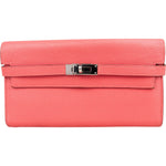 Hermès Bubble Gum Mysore Leather Kelly Wallet - vintageandkickz