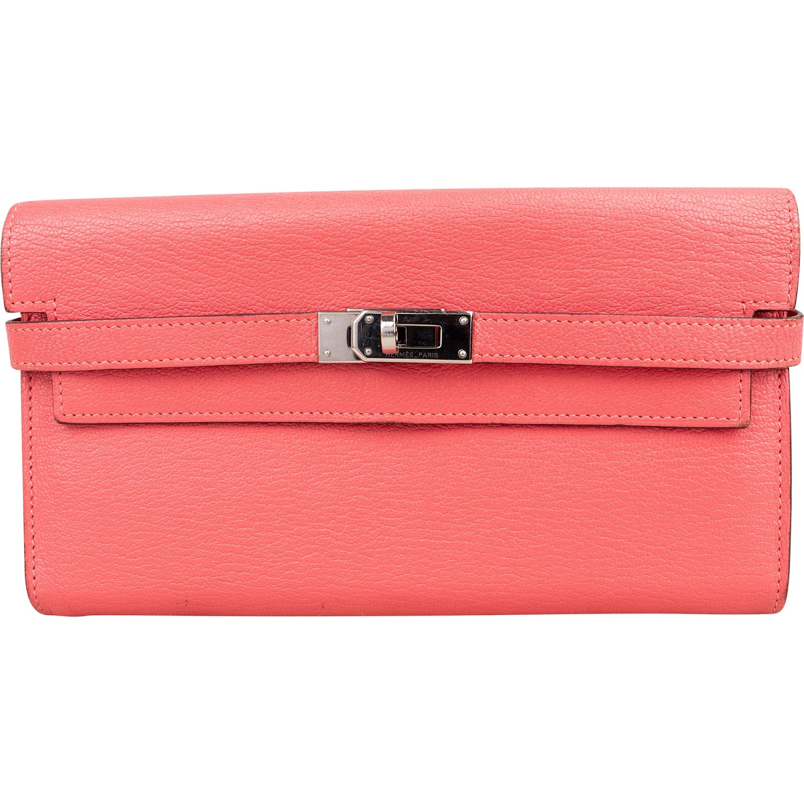 Hermès Bubble Gum Mysore Leather Kelly Wallet - vintageandkickz