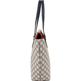 Gucci Blue Monogram GG Supreme Bicolor Leather Tote Shoulder Bag