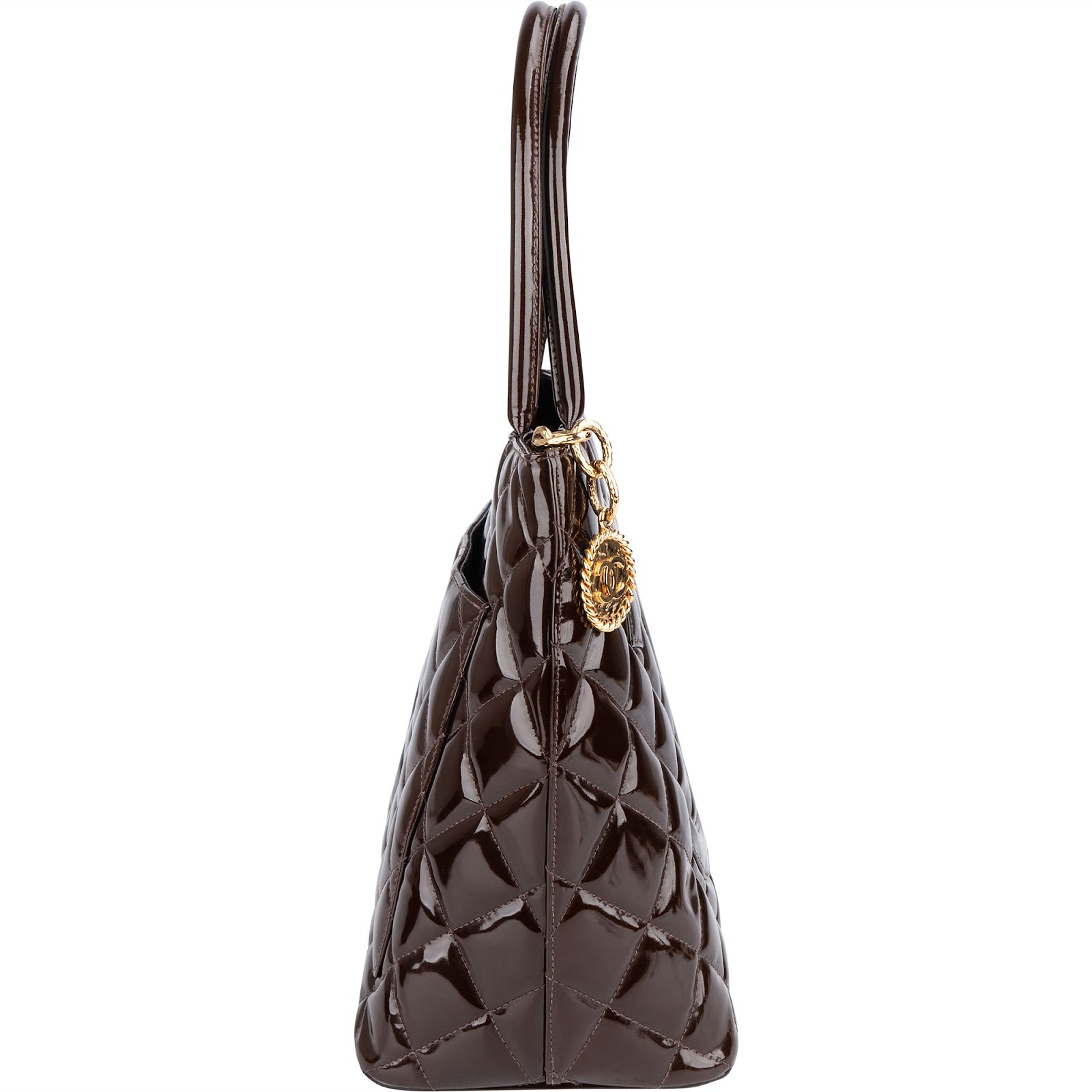 Chanel Quilted Patent Leather CC Medallion Handbag - vintageandkickz