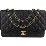 Chanel Quilted Caviar Leather Jumbo Single Flap Crossbody Bag - vintageandkickz