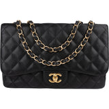 Chanel Quilted Caviar Leather Jumbo Single Flap Crossbody Bag - vintageandkickz