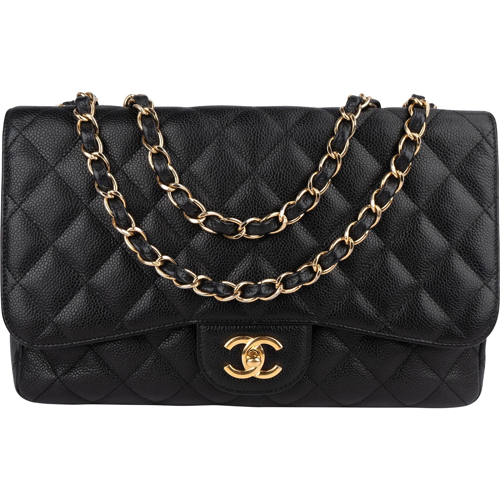 Chanel Quilted Caviar Leather Jumbo Single Flap Crossbody Bag - vintageandkickz