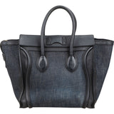 Céline Denim & Leather Luggage Tote Handbag