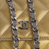 Chanel Ribbed Metallic Patent Leather Wallet On Chain Crossbody Bag - vintageandkickz