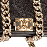 Chanel Quilted Caviar Leather Boy Wallet On Chain Crossbody Bag