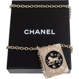 Chanel Gold Tone Leo Book Locket Medallion Necklace B22C