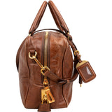 Prada Brown Vitello Leather Antic Bauletto Bag Handbag