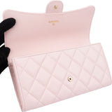 Chanel Pink Quilted Caviar Leather Classic Long Flap Wallet