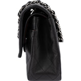 Chanel Quilted Lambskin Palladium Medium Double Flap Shoulder Bag