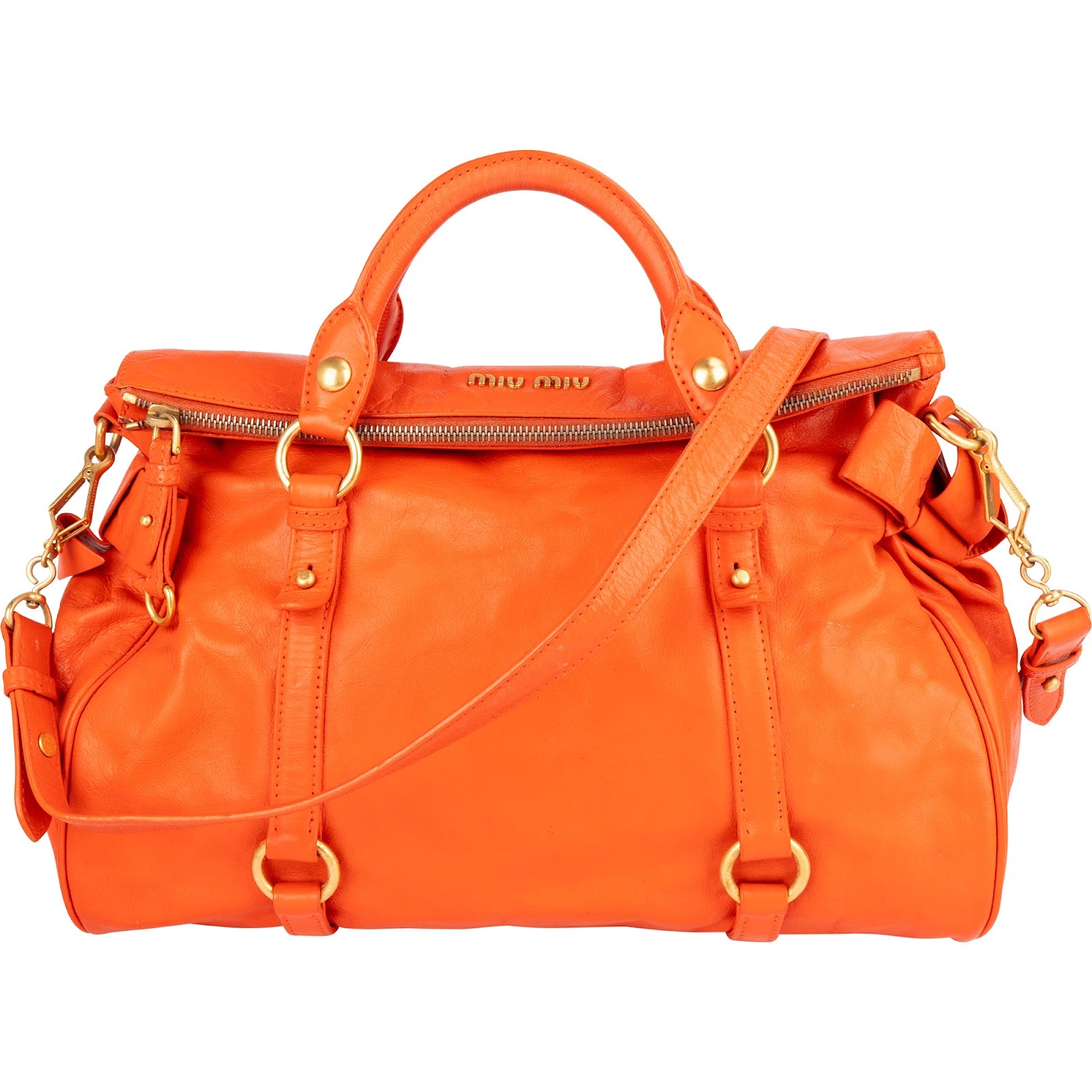 Miu Miu Vitello Lux Leather City Handbag - vintageandkickz