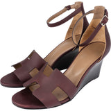 Hermès Burgund Leather Legend Wedge H Sandals