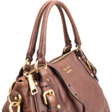 Prada Brown Calfskin Leather Hobo Shoulder Bag