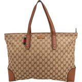 Gucci Monogram GG Canvas Web Large Tote Shoulder Bag