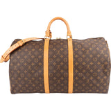 Louis Vuitton Monogram Canvas Keepall 55 Bandoulière Travel Bag