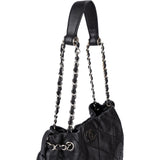 Chanel Quilted Calfskin Expandable Zip Around Drawstring Tote Shoulder Bag