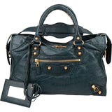 Balenciaga Petrol Leather City Handbag