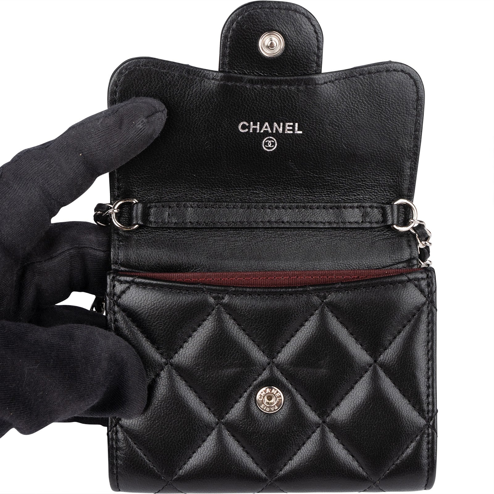 Chanel Quilted Lambskin CC Single Flap Wallet on Chain - vintageandkickz