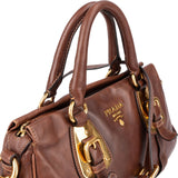 Prada Brown Calfskin Bowler Satchel Handbag