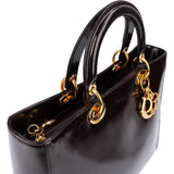 Christian Dior Patent Leather Lady Dior Medium Handbag