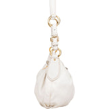 Prada White Soft Calf Leather Ruched Shoulder Bag
