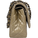 Chanel Quilted Patent Leather Jumbo Double Flap Crossbody Bag