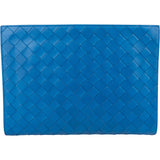 Bottega Veneta Blue Intrecciato Leather Clutch