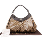 Gucci Monogram GG Crystal Abbey D-Ring Hobo Shoulder Bag