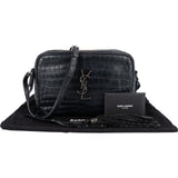 Saint Laurent Croc-Embossed Leather Lou Camera Crossbody Bag