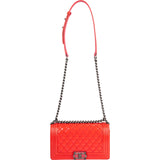 Chanel Quilted Patent Leather Boy Single Flap Crossbody Bag