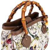 Gucci Floral Canvas Bamboo Handle Handbag
