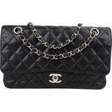 Chanel Quilted Caviar Leather Palladium Medium Double Flap Shoulder Bag