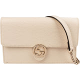Gucci Grained Leather Interlocking GG Wallet On Chain Crossbody Bag
