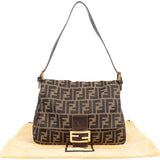 Fendi Monogram FF Zucca Canvas Baguette Mamma Hobo Shoulder Bag