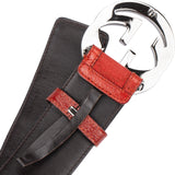 Gucci Red Leather Monogram GG Canvas Interlocking G Belt (80 / 32)