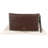 Valentino Garavani Rockstud Turquoise Pearls Single Flap Flat Clutch