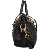 Prada Soft Black Calf Leather Handle Satchel Handbag
