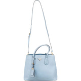 Prada Blue Saffiano Leather Tote Double Handbag