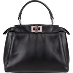 Fendi Black Leather Peekaboo Handbag - vintageandkickz
