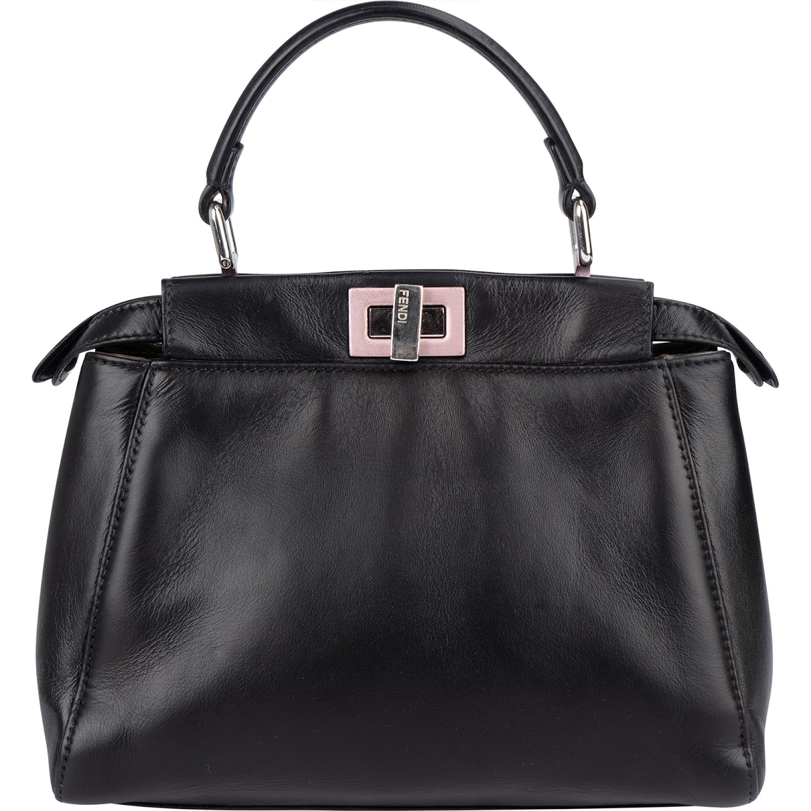 Fendi Black Leather Peekaboo Handbag - vintageandkickz