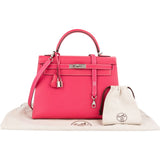Hermès Epsom Leather Sellier Palladium Kelly 32 Handbag