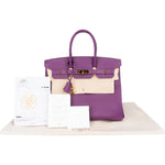 Hermès Violet Epsom Leather Birkin 35 Handbag - vintageandkickz